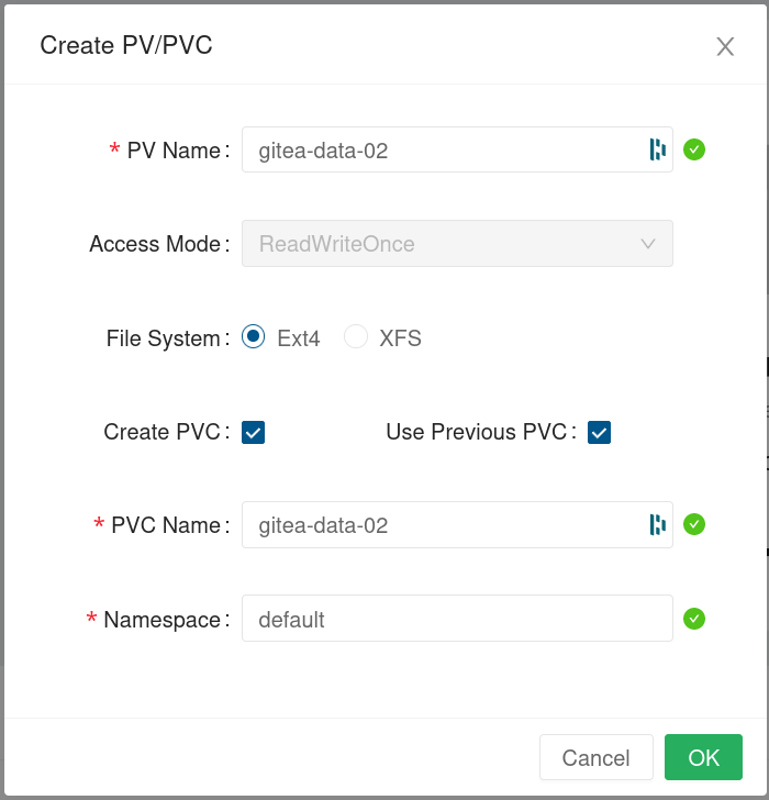 Create PVC