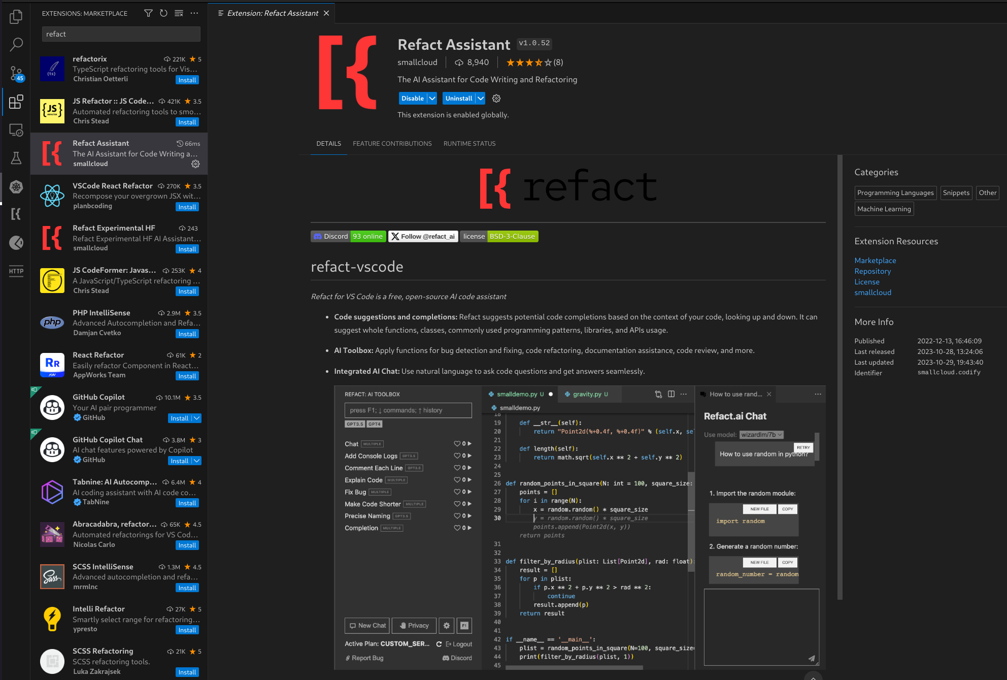 refact vscode plugin