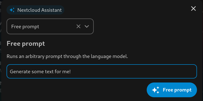 image of nextcloud AI free prompt trigger