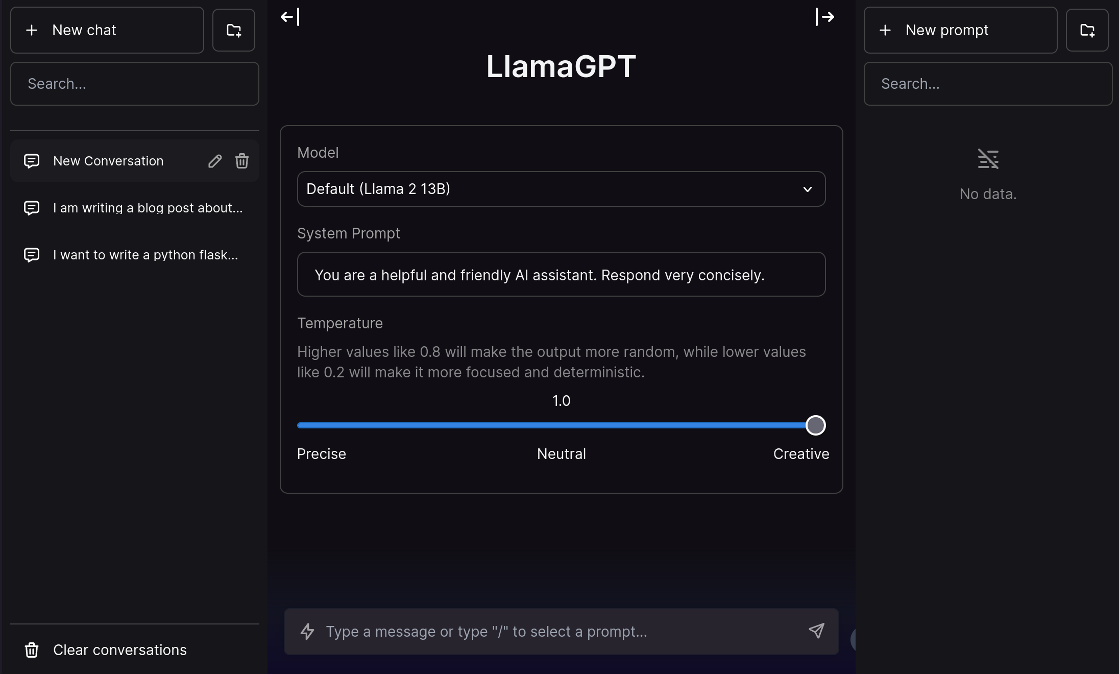 ubmrel llama web ui - new chat